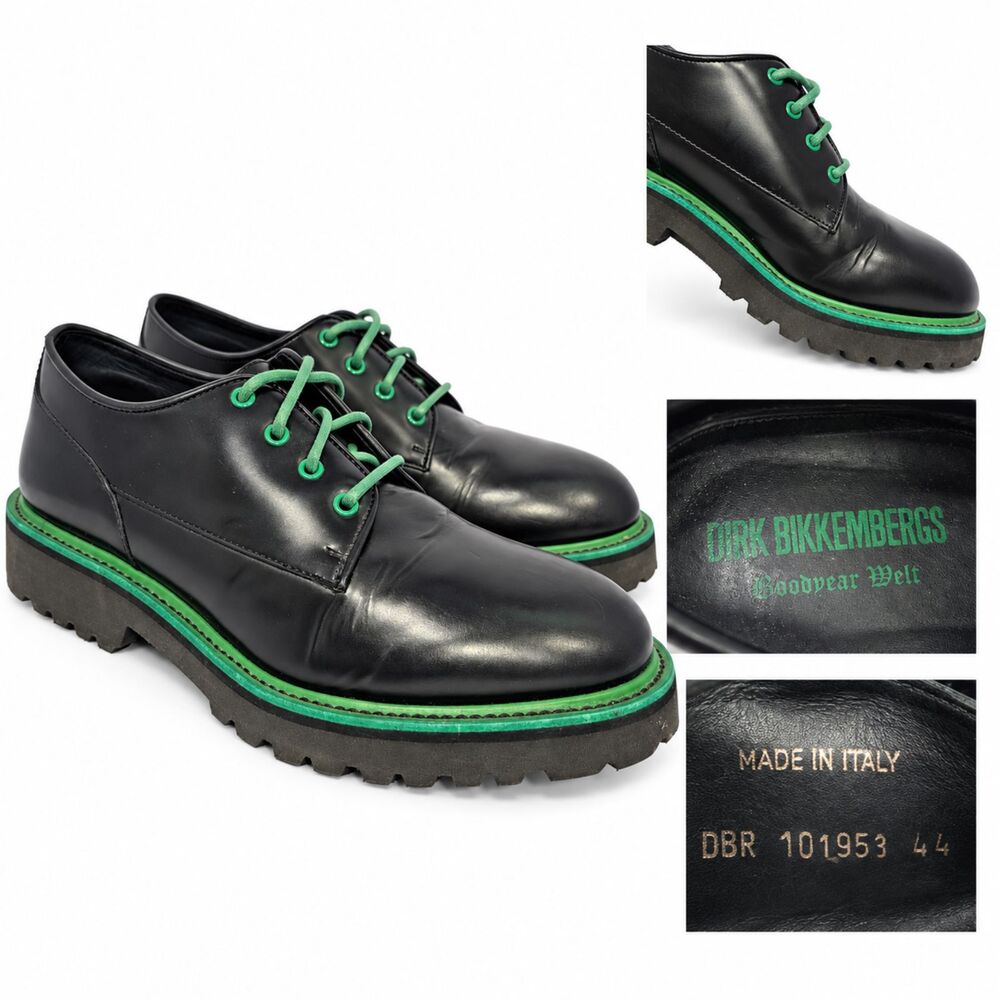 Dirk Bikkembergs Chunky Derby Shoe Goodyear Welt Mens Size 11 EU44 Black/Green